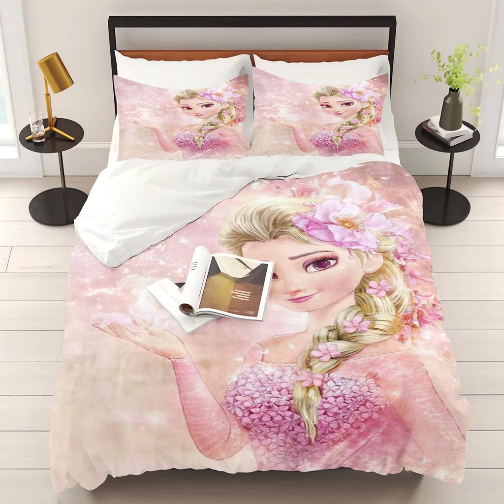 Prinzessin Elsa Frozen Aufdruck Schlafzimmer Bettwäsche Set Bettbezug Weihnachtsgeschenke Komfort Cartoon Mit Kissenbezug