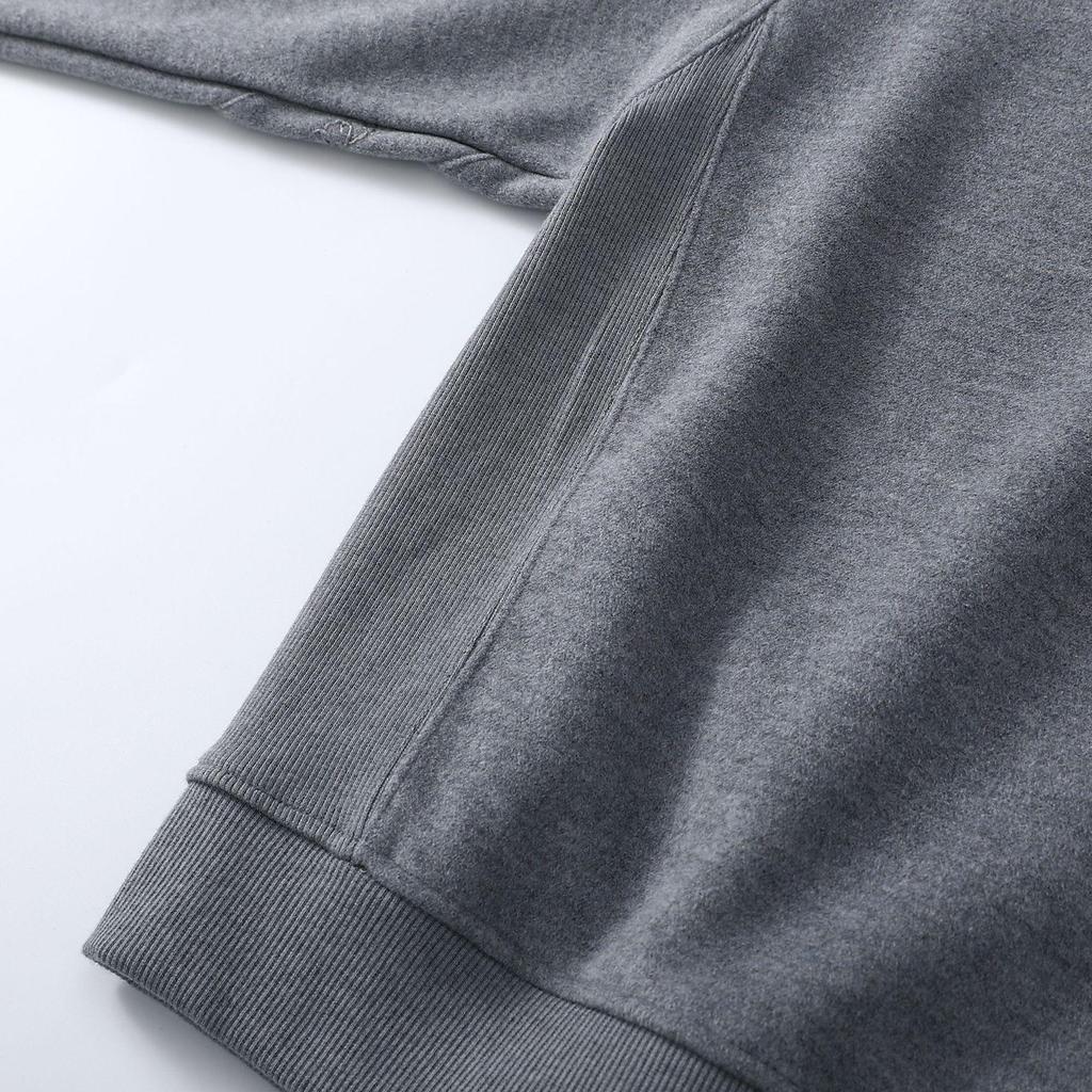 Women's Fleece-Lined Grey Hoodie Set - Warm, Versatile, Casual Round Neck, Perfect for Autumn/Winter.