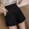 Summer 2024 Women's Black A-line High Waist Wide Leg Suit Shorts - Loose-Fit, Slimming Korean Style