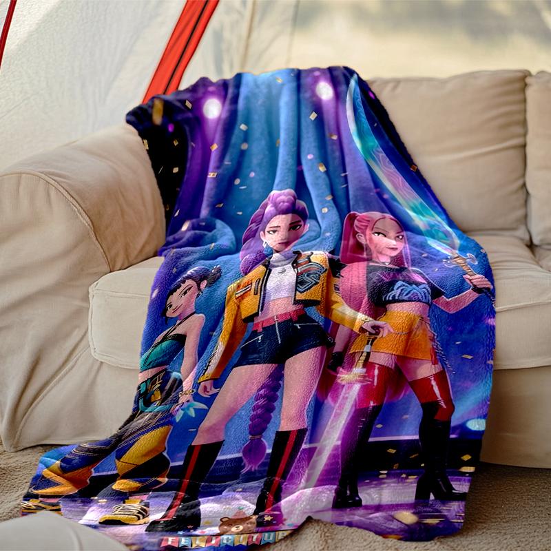 Couverture Douce Kpop Demon Hunters Parfaite pour se Blottir sur le Canapé, Idéale pour se Réchauffer dans la Chambre à Coucher