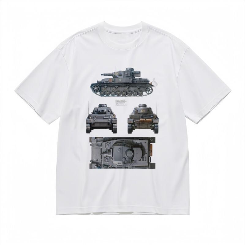 

Men s Breathable Classic T-Shirt Armored Vehicle Multi-View Design Printed Tee S