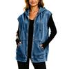 Women's Casual Hooded Denim Vest with Full Zip
