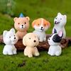 12 pcs 1 set random set of family party decorations, cute cartoon puppies, handmade resin animals, Christmas desktop decorations