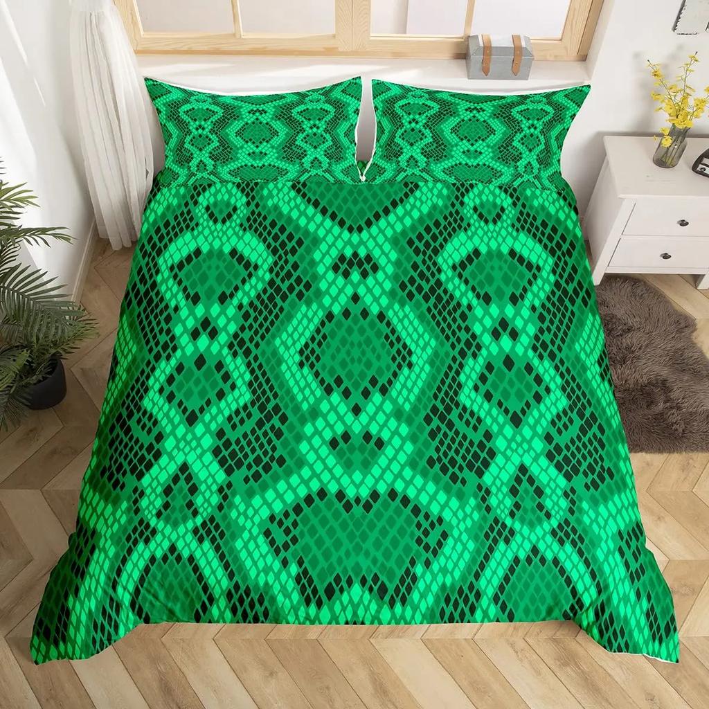 Snake Skin Duvet Cover Set Snake Scale Bedding Set FullWild Reptile Comforter Cover Tropical African Safari Animals Quilt Cover