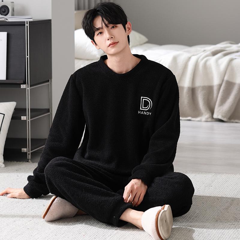 Couple Pajamas Autumn And Winter Half Fleece Women'S Red Natal Year Wedding Newlywed Men'S Winter Coral Fleece Suit