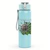 1PC Green Leaf Ornate Circle Vintage Print 750ml Portable Sports Water Bottle Leakproof Gym Outdoor Travel Drink Cup