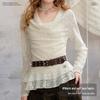 UNIFREE Slim-Fit Cowl Neck Ruffle Tee with Belt
