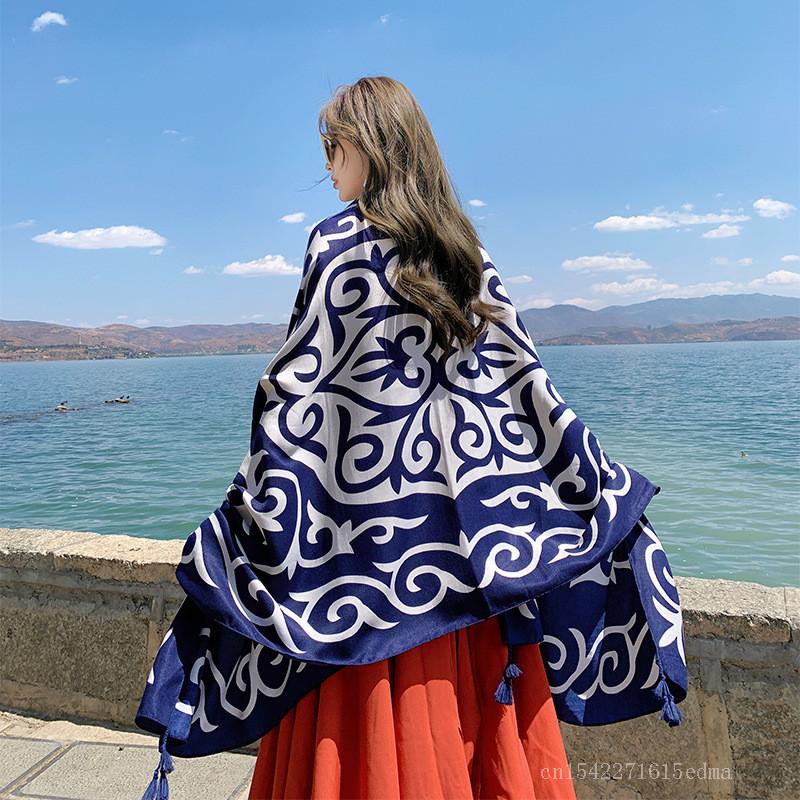 

Fashion Women Beach Scarf Bohemia Flower Summer Hijab Shawls And Wraps Female Foulard Echarpe Designer Pashmina Bandana