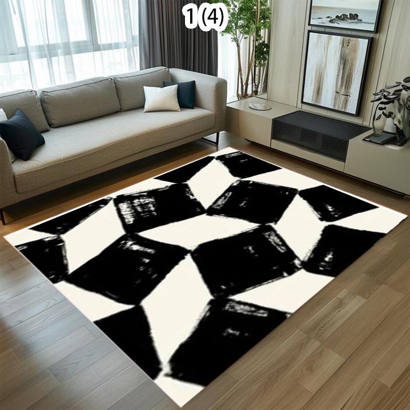 

Geometry Checkerboard Area Rug Soft Non Slip Living Room Carpet Modern Minimalism Home Decor Floor Mat for Bedroom Kitchen 40X60cm