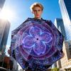 Bohemian Round Purple Ornate Mandala Purple Graphic Print Umbrella