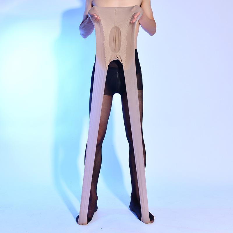 Cross-Border Men's Bikini Stockings Set: Large Size Transvestite Airplane Sexy Cut Pantyhose