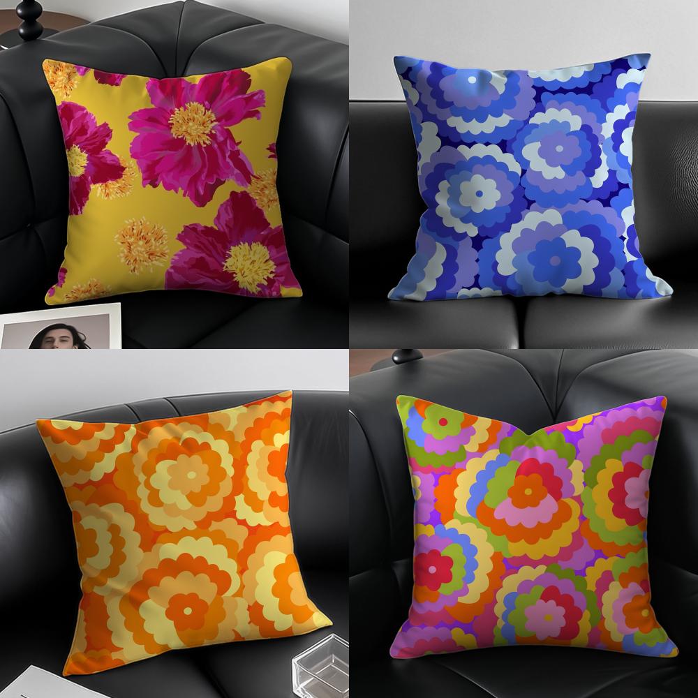 Fashion Retro twist Playful blooms Cushion Cover Pillow Case Antidustmite Invisible zipper silky plush cushion