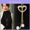 Heart Shaped Pearl Pendant Necklace With Silver Chain And Tassels For Women Holiday Wear