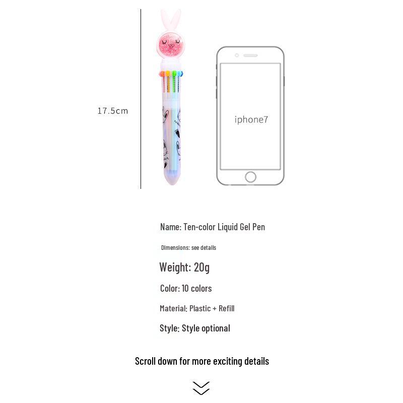 Creative Ten-Color Cartoon Ballpoint Pen - Cute Multicolor Marker for Students