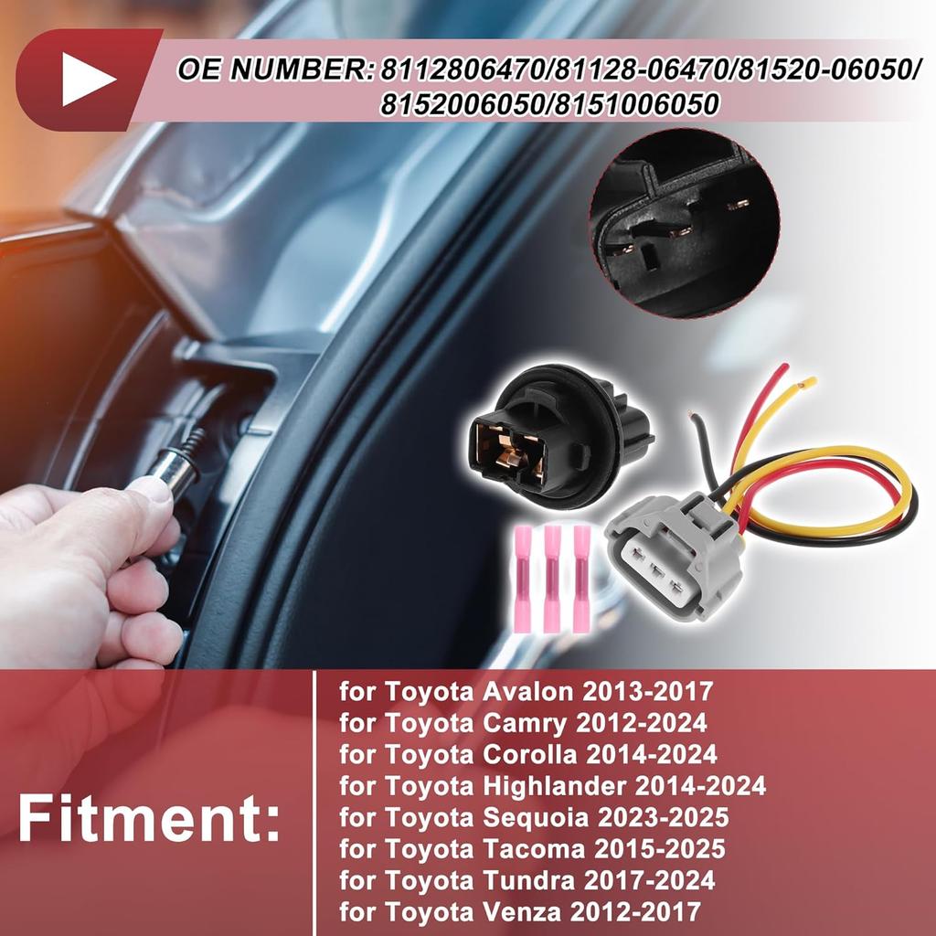 1 Set Turn Signal Light Socket Wiring for Toyota Avalon 2013-2017 No.8112806470/81128-06470 Lamp Bulb Pigtail Connector Harness
