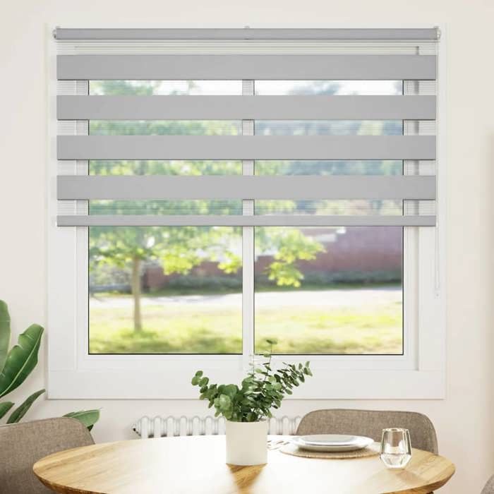 VidaXL Store zèbre gris clair largeur du tissu 135,9 cm polyester, store à enrouleur zébré, store zébré pour fenêtre, store 4014451