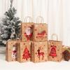 5PCS Christmas Tote Bag Christmas Eve Party Gifts Kraft Paper Gift Bags Hot Stamped Elk Snowflake Bags
