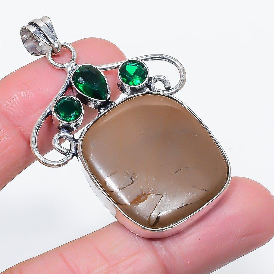 

Natural Mookaite, Diopside 925 Sterling Silver Jewelry Pendant 2.25 L4u23