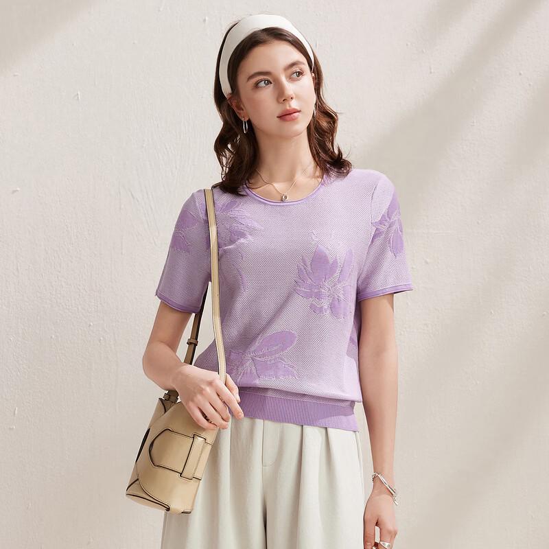 Zhaojun 2026 S/S Floral Jacquard Silk Blend Short Sleeve Knit T-Shirt