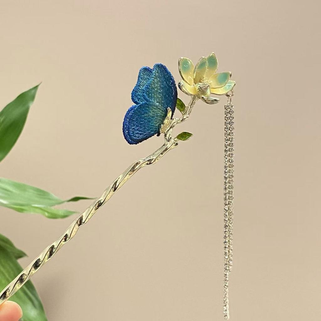 Fairy Spring Element Hairpin For Women Exquisite Flower Tassel Hair Stick Elegant Metal Jewelry Hair Accessories Hanfu Hair Pins