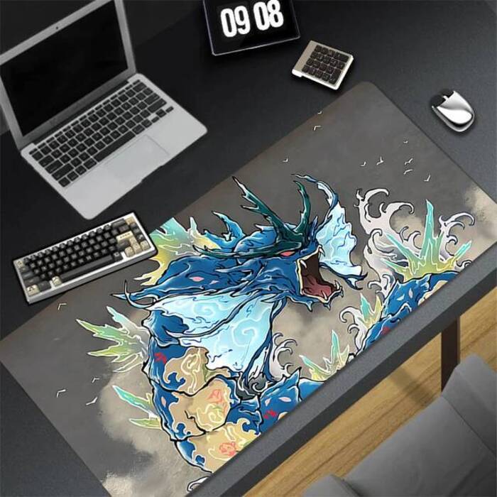 XXL Red Dragon Mouse Pad PC Non Slip Gaming Keyboard Rug Cool Anime Kawaii Mousepad Laptop Ppokemon Gyarados Extended Desk Mat