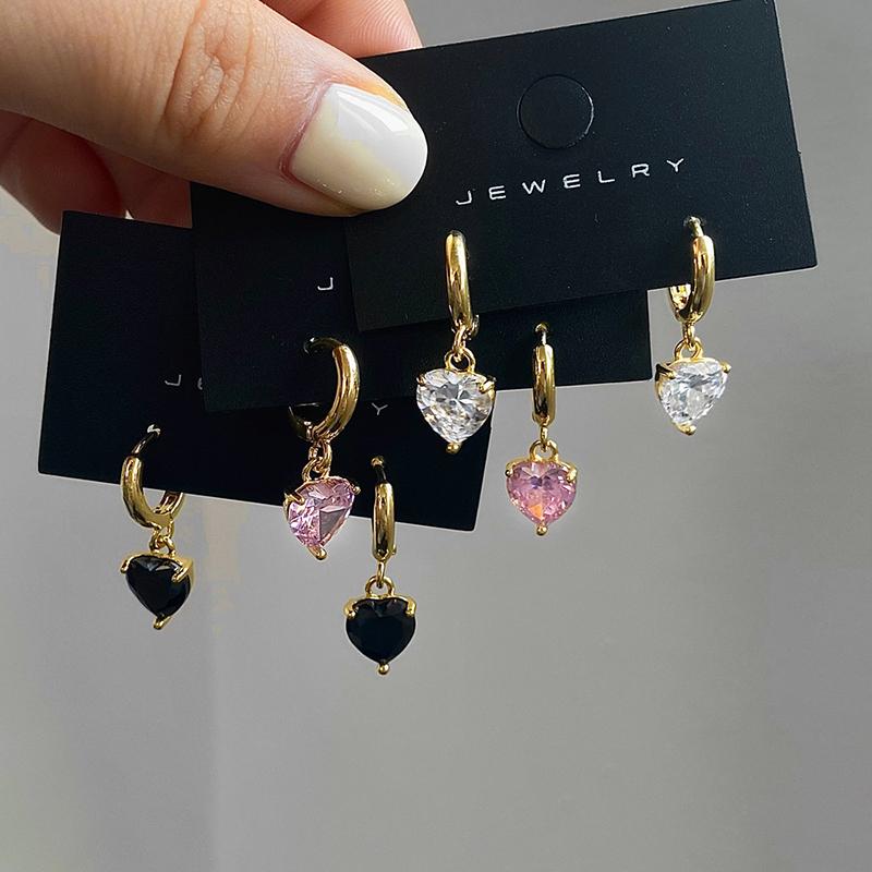 PONYKISS  Silver Heart Zircon Hoop Earrings for Women Party Trendy Fine  Minimalist Accessories