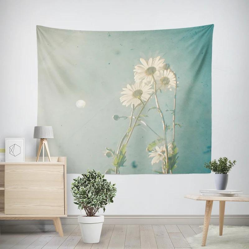 Modern Room Decoration Items Wall Hanging Aesthetic Bedroom Wall Art Large Fabric Tapestry Bohemian Retro Floral Leaves