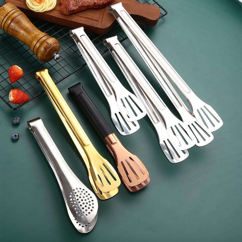 Stainless Steel Anti-Scald Kitchen & Grill Tongs for Bread, Barbecue, Buffet, and Steak.