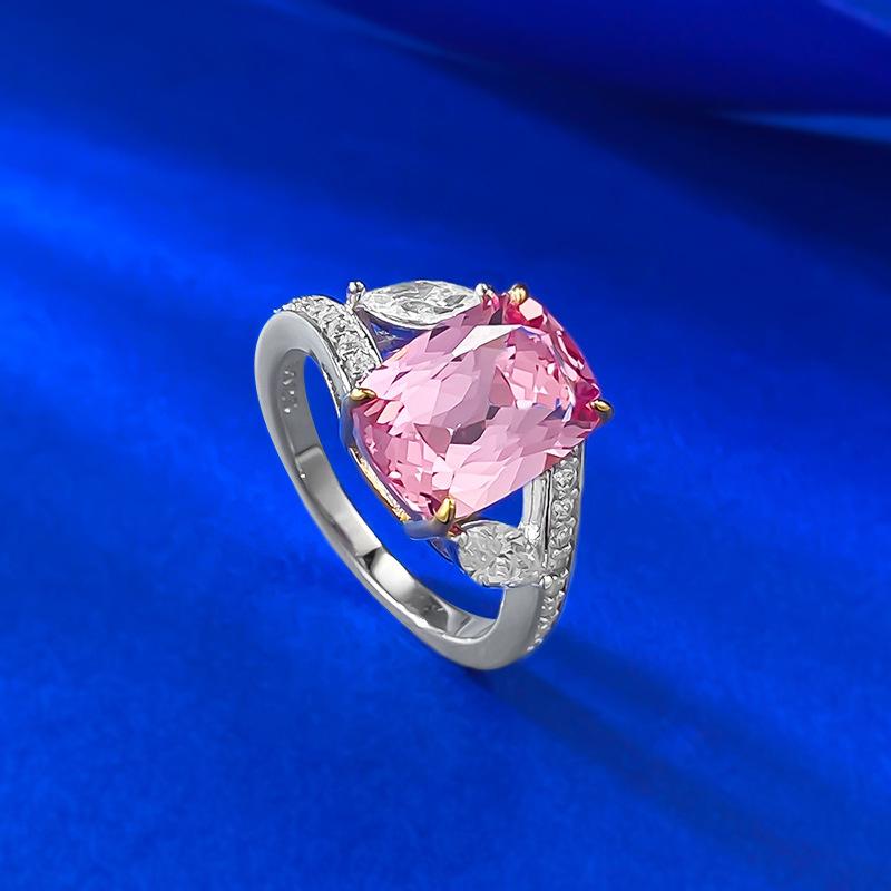 Romantic Pink Gang 8 * 11Mm Fat Square Ring Female Mingyuan Wind