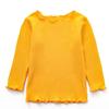 Őszi Baba Lány Ruhák Hosszú Ujjú Egyszínű Póló Gyerek Felsők Pamut Pólók Alkalmi Blúz Tavasz
