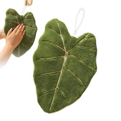Hand Towels  Leaf Absorbent Hand Towel Plant Pattern Hanging Towel Kitchen Bathroom Handkerchief Cleaning Cloth Hanging Towel