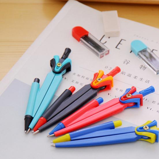 Students Compass Set with Lead Eraser Storage Box Math Learning Drawing Compass Geometry Tool Classroom School Office Supplies