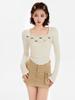 Y2K Vintage Slim T Shirts Women Autumn Winter Bottoming Crop Tops Patchwork Long Sleeve Tees Korean Fashion Pullover