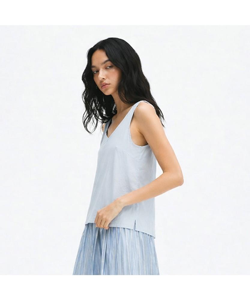 Lor Seoul V-Neck Classic Cotton Sleeveless_Cbsv250704 Sky Blue/Free