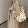Korean Style Triangle Wave Shoulder Bag Striped Pattern Open Tote Bag  Shopping
