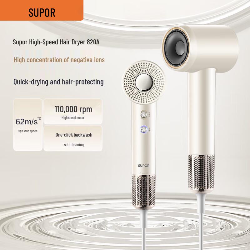 SUPOR EHDH-H820Apro High-Speed Negative Ion Hair Dryer CN plug (adapter included)