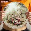 Vintage Floral Tin Sign Roses Bicycle Wall Art Decor Home Decoration