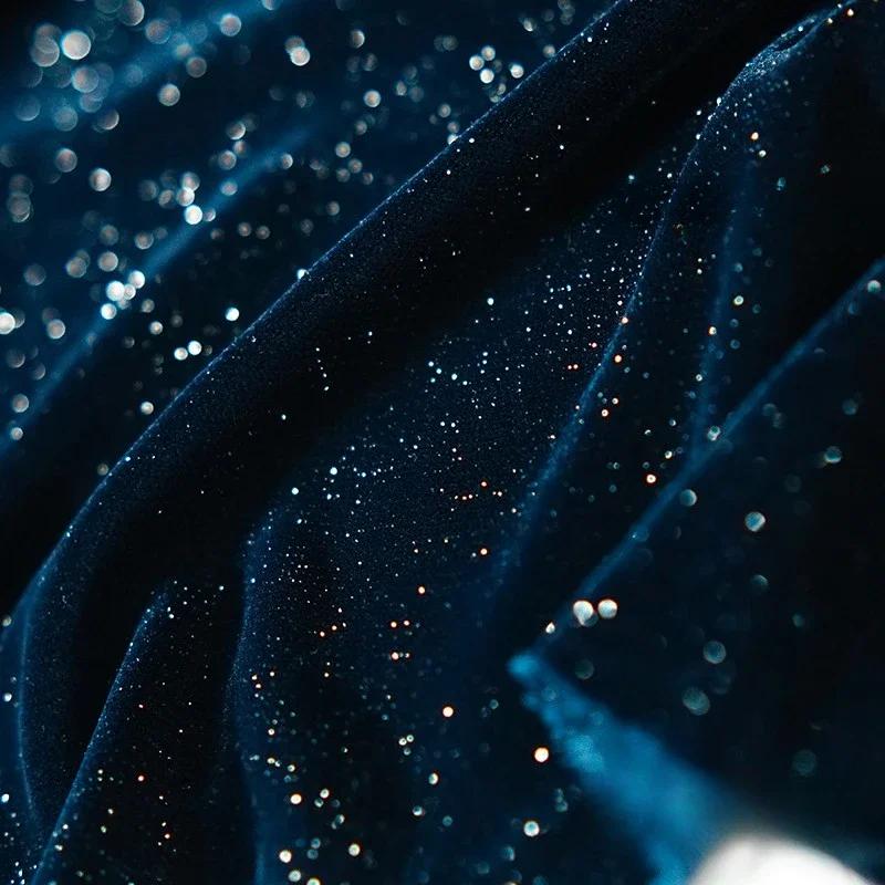100x140cm Glitter Velvet Starry Fabric Soft and Smooth Woven Non-elastic for Sewing Dress DIY Handmade Velvet Cloth Soft Smooth