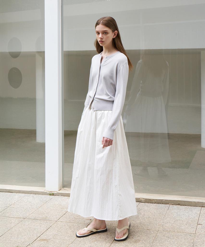 Mood Inside Woman (Woman) French Flare Long Skirt_White