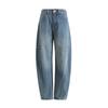 Women Deconstructed Seam Banana Jeans Mid Waist Loose Curved Cocoon Wide Leg Denim Trousers