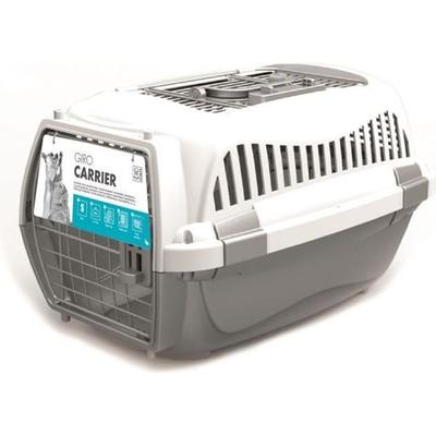 MPETS Caixa de transporte 57 x 36 x 32 Para cão - M - Cinzento e branco