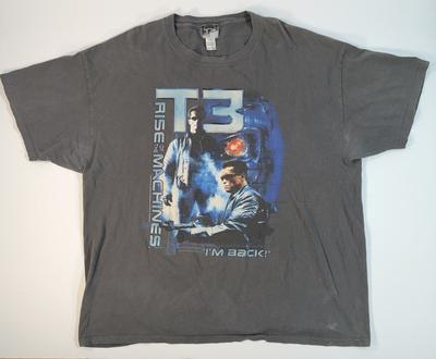 Terminator 3 T Shirt Mens XXL Gray T3 Rise of Machines Movie Graphic Tee Unisex T-Shirt