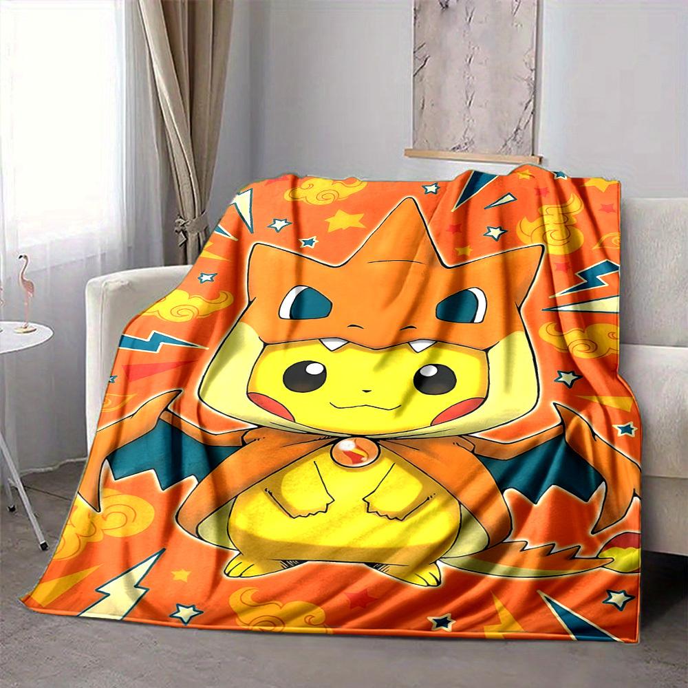 1pc Charmander Flannel Blanket, Soft Skin Friendly with Digital Printing, Various Sizes Available for Family, Friends, Birthday
