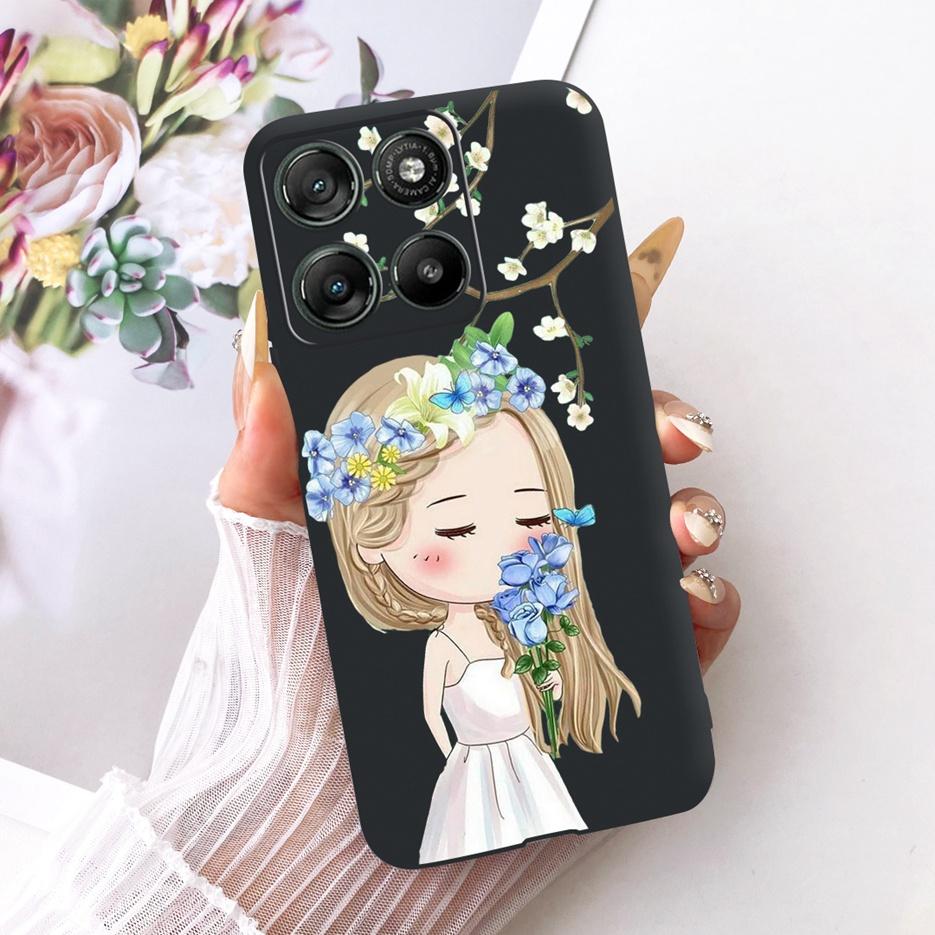For Motorola Moto G57 Power Case XT2537-5 Cute Cat Flowers Painted Cover Soft TPU Phone Cases For Moto G67 Power G57Power Fundas