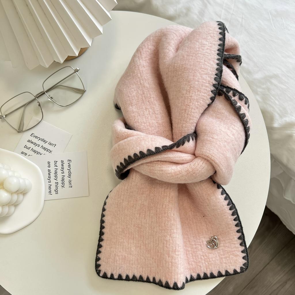 1pcs Winter Scarf Women Imitation Cashmere Knitted Korean Vintage Style Warm Fashion Accessory Coat Accessories