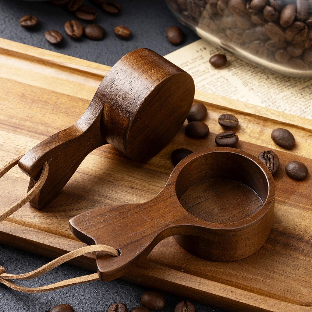 1PC Coffee Bean Solid Wood Measuring Spoon Walnut Wood Spoon Coffee Powder Wood Spoon Short Handle Coffee Spoon