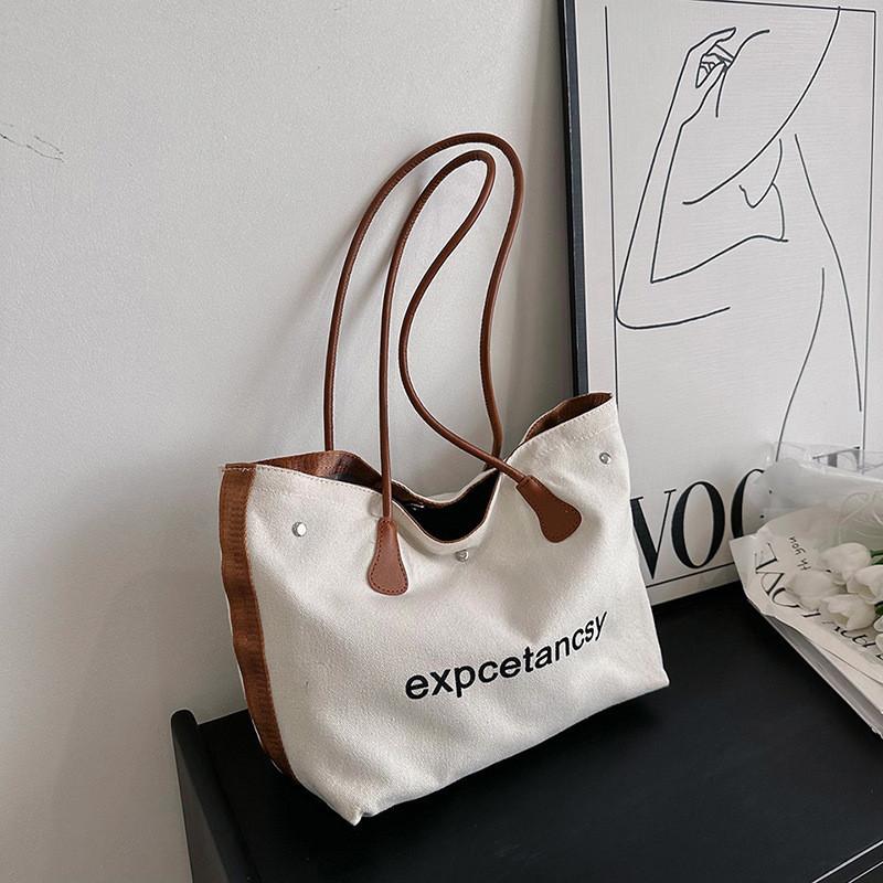 Trendy Large Capacity Canvas Tote Bag For Women Fashionable Crossbody Handbag