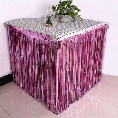 Table Skirt Foil Fringe Hawaii Party Decoration Birthday Decoration Party Decoration Metallic Tinsel Wedding Decoration Table Skirt