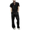 Men's Multi Pocket Design Solid Color Casual Lapel Zip Closure Loose Cargo Jumpsuit