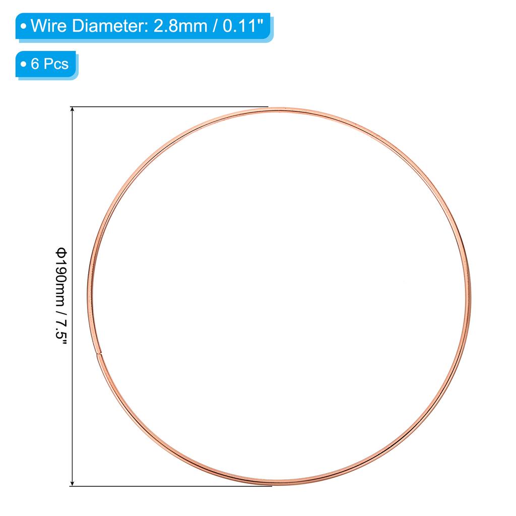 Obręcze łapacza snów 7,5 cala do 11,8 cala, 6 szt. Metalowy wieniec makramowy, Różowe złoto